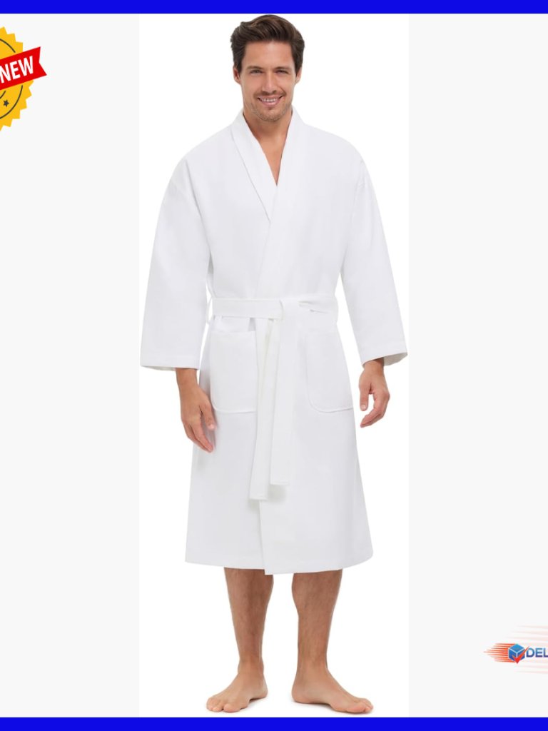 Soft Lightweight Hotel Robe With Pockets, Chamois Microfiber Fabric